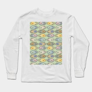 Fish Pattern Retro Color Palette Long Sleeve T-Shirt